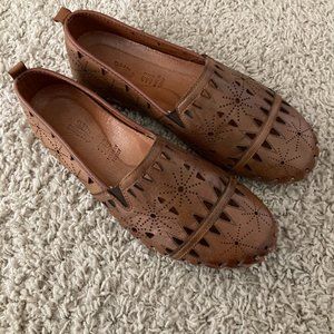 Spring Step Brown Cut Out Leather Loafer
